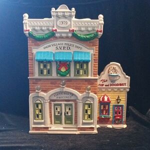 Department 56 Snow Village Police Precinct with Festive Accents